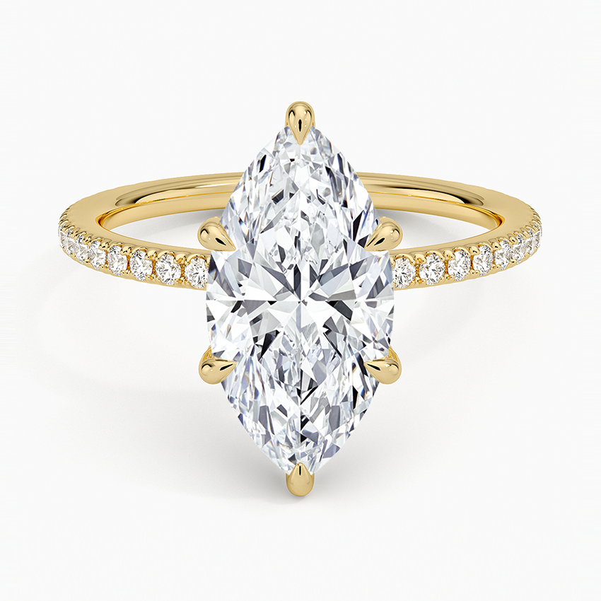 Viviana Three-Quarter Coverage Diamond Ring Yellow Gold 18k Marquise Engagement Ring