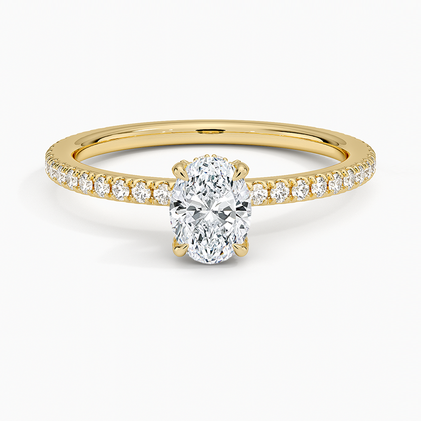 Viviana Three-Quarter Coverage Diamond Ring Yellow Gold 18k Oval Engagement Ring