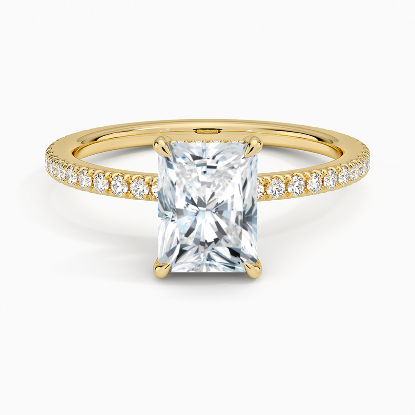 Viviana Three-Quarter Coverage Diamond Ring Yellow Gold 18k Radiant Engagement Ring