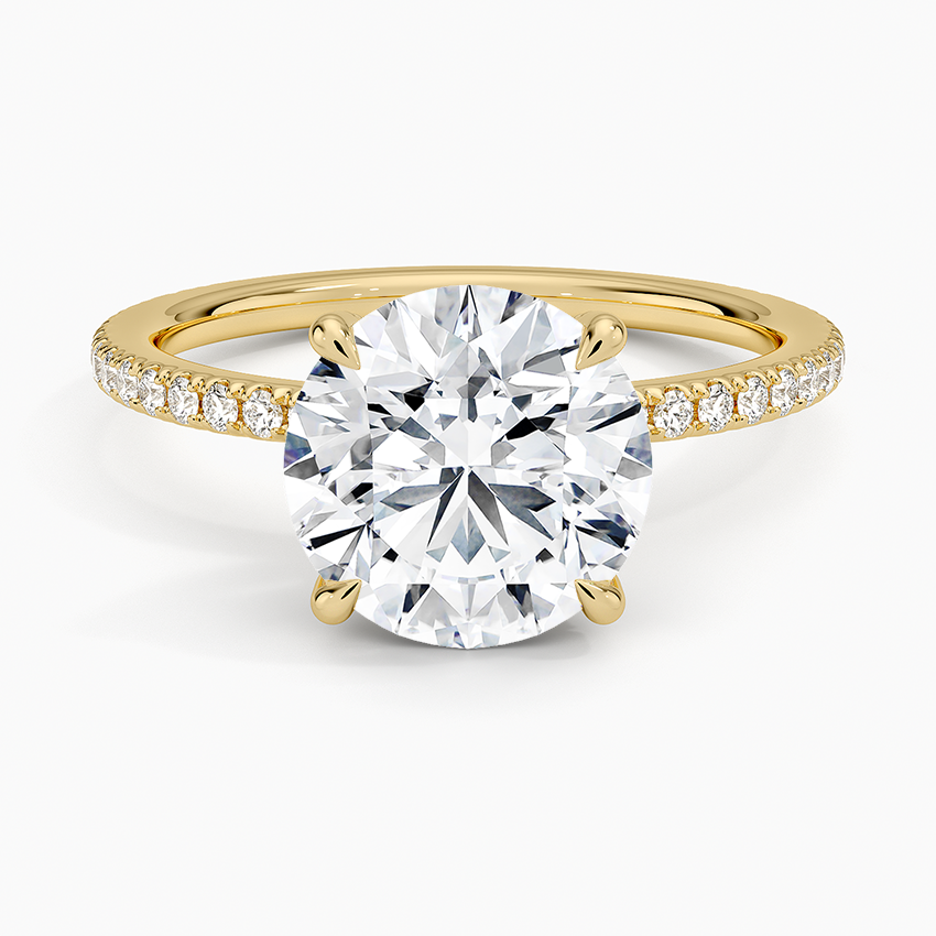 Viviana Three-Quarter Coverage Diamond Ring Yellow Gold 18k Round Engagement Ring