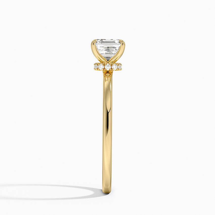 Secret Halo 1.5mm Diamond Ring Yellow Gold 18k Asscher Engagement Ring