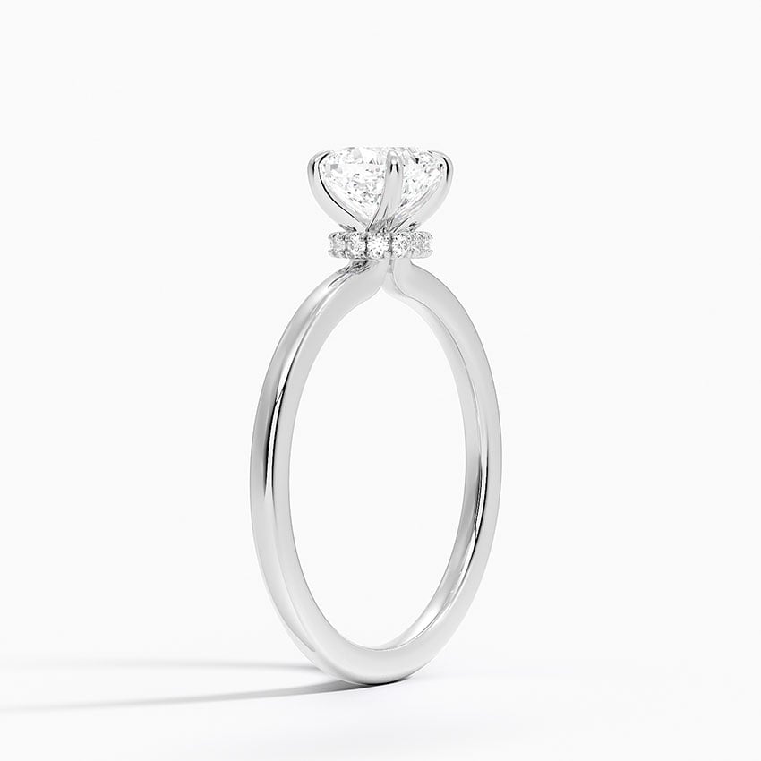 Secret Halo 1.5mm Diamond Ring Platinum Cushion Engagement Ring