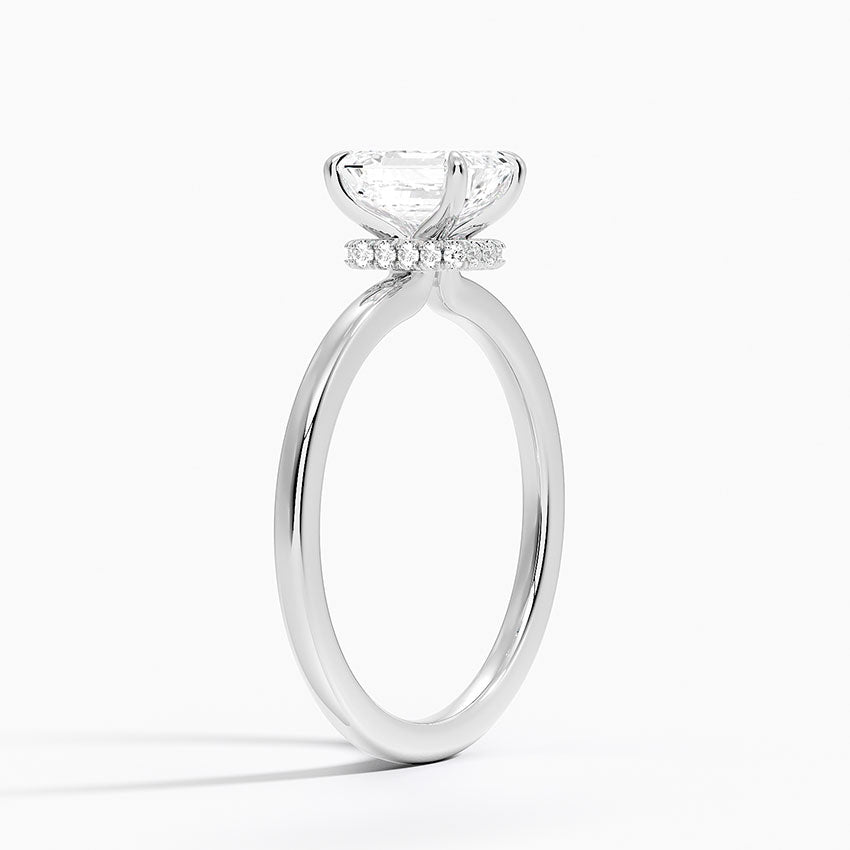 Secret Halo 1.5mm Diamond Ring Platinum Emerald Engagement Ring