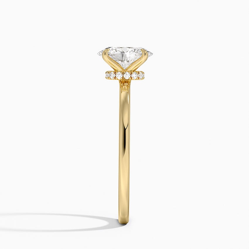 Secret Halo 1.5mm Diamond Ring Yellow Gold 18k Oval Engagement Ring