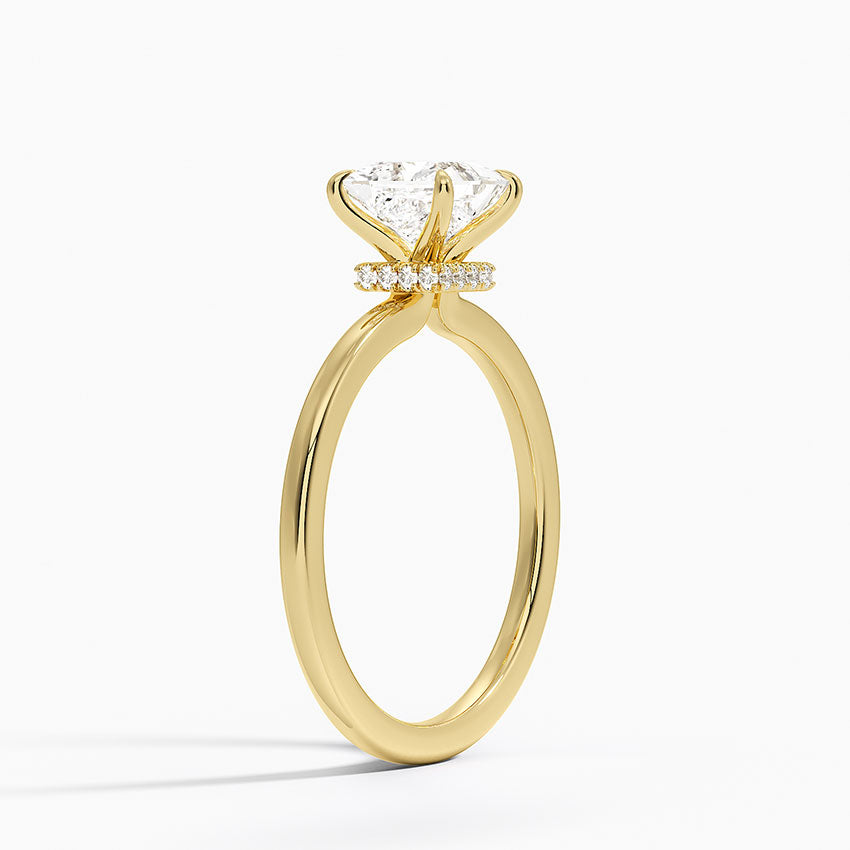 Secret Halo 1.5mm Diamond Ring Yellow Gold 18k Princess Engagement Ring