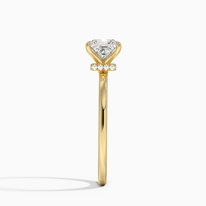 Secret Halo 1.5mm Diamond Ring Yellow Gold 18k Princess Engagement Ring