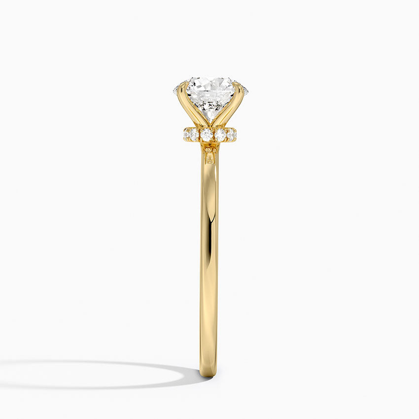 Secret Halo 1.5mm Diamond Ring Yellow Gold 18k Round Engagement Ring