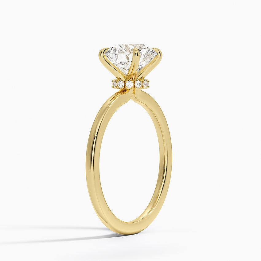 Secret Halo 1.5mm Diamond Ring Yellow Gold 18k Round Engagement Ring