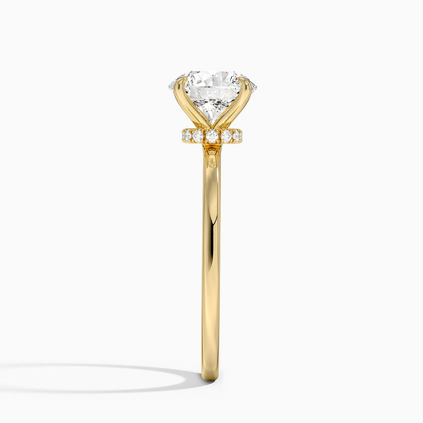 Secret Halo 1.5mm Diamond Ring Yellow Gold 18k Round Engagement Ring