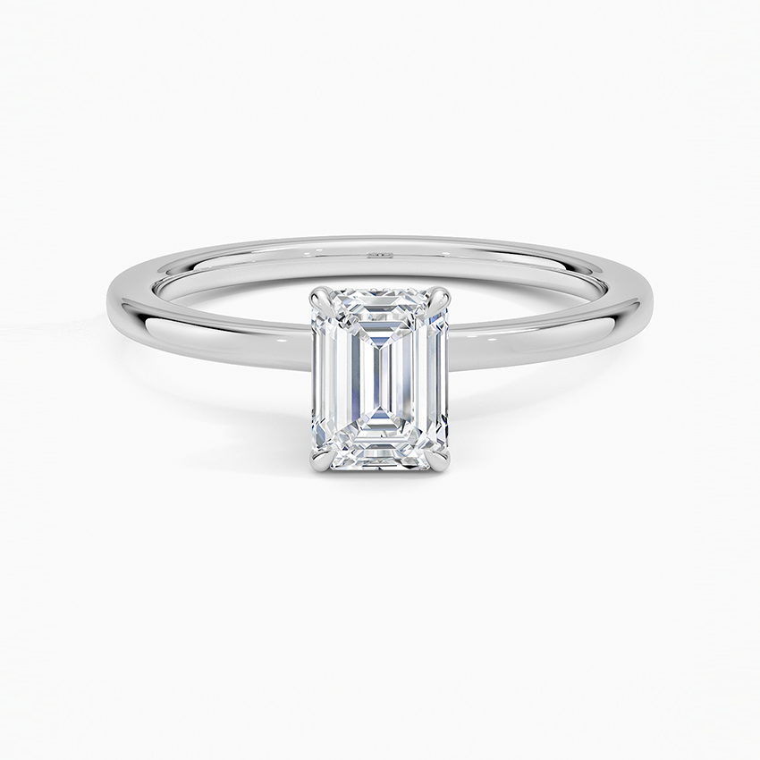 Secret Halo 1.5mm Diamond Ring Platinum Emerald Engagement Ring