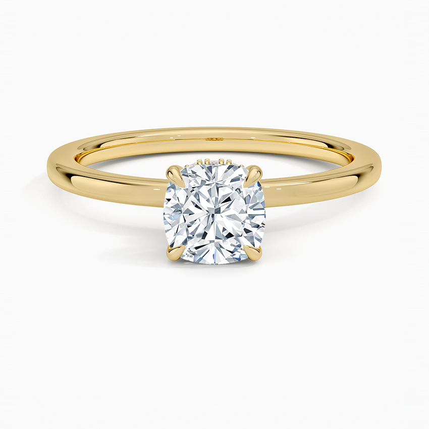 Secret Halo 1.5mm Diamond Ring Yellow Gold 18k Cushion Engagement Ring