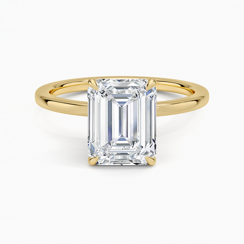Secret Halo 1.5mm Diamond Ring Yellow Gold 18k Emerald Engagement Ring