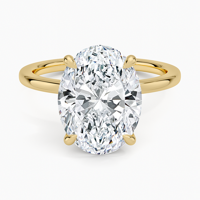 Secret Halo 1.5mm Diamond Ring Yellow Gold 18k Oval Engagement Ring