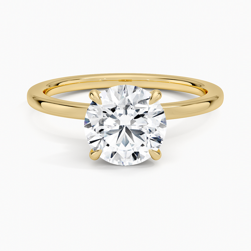 Secret Halo 1.5mm Diamond Ring Yellow Gold 18k Round Engagement Ring