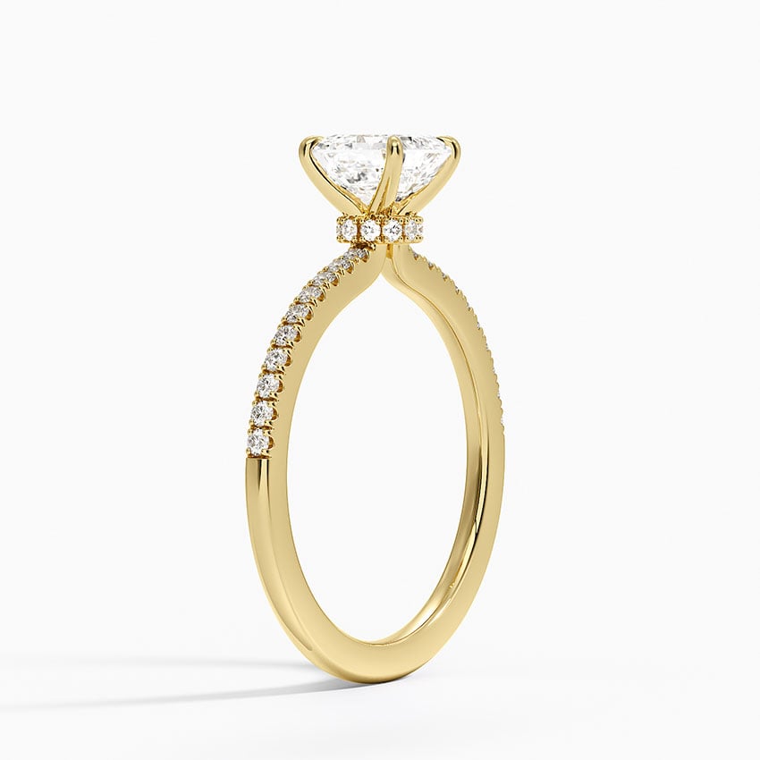 Demi Half Coverage Diamond Ring (1/5 ct. tw.) Yellow Gold 18k Asscher Engagement Ring