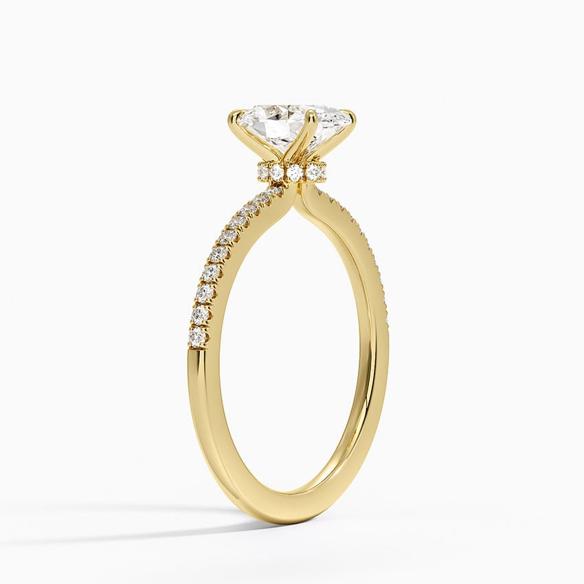 Demi Half Coverage Diamond Ring (1/5 ct. tw.) Yellow Gold 18k Oval Engagement Ring