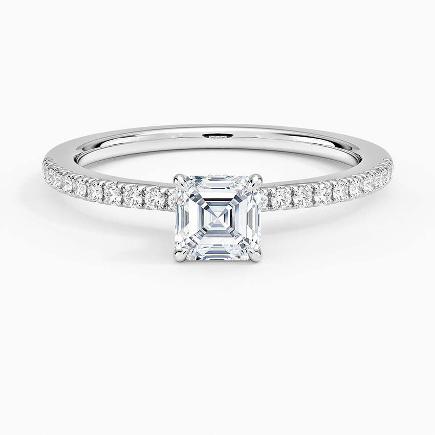 Demi Half Coverage Diamond Ring (1/5 ct. tw.) Platinum Asscher Engagement Ring