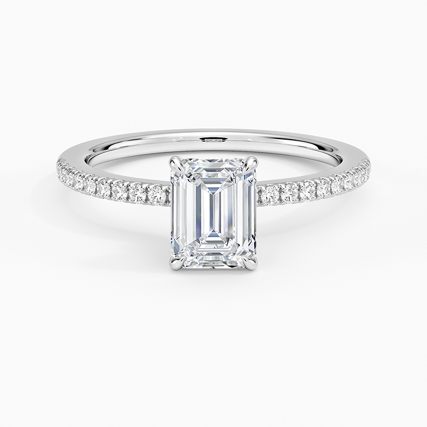 Demi Half Coverage Diamond Ring (1/5 ct. tw.) Platinum Emerald Engagement Ring