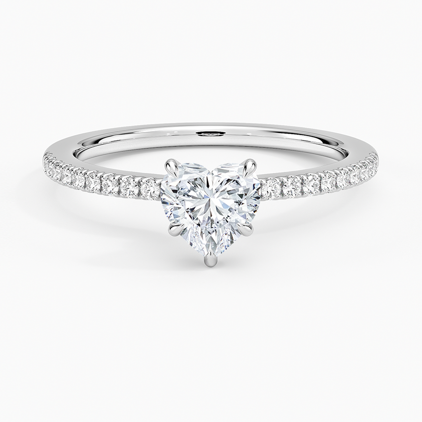Demi Half Coverage Diamond Ring (1/5 ct. tw.) Platinum Heart Engagement Ring