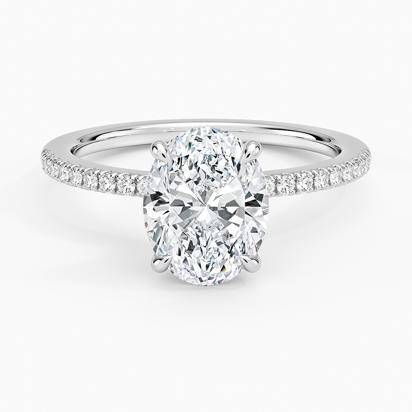Demi Half Coverage Diamond Ring (1/5 ct. tw.) Platinum Oval Engagement Ring