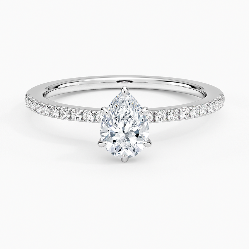 Demi Half Coverage Diamond Ring (1/5 ct. tw.) Platinum Pear Engagement Ring