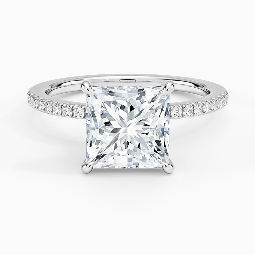 Demi Half Coverage Diamond Ring (1/5 ct. tw.) Platinum Princess Engagement Ring