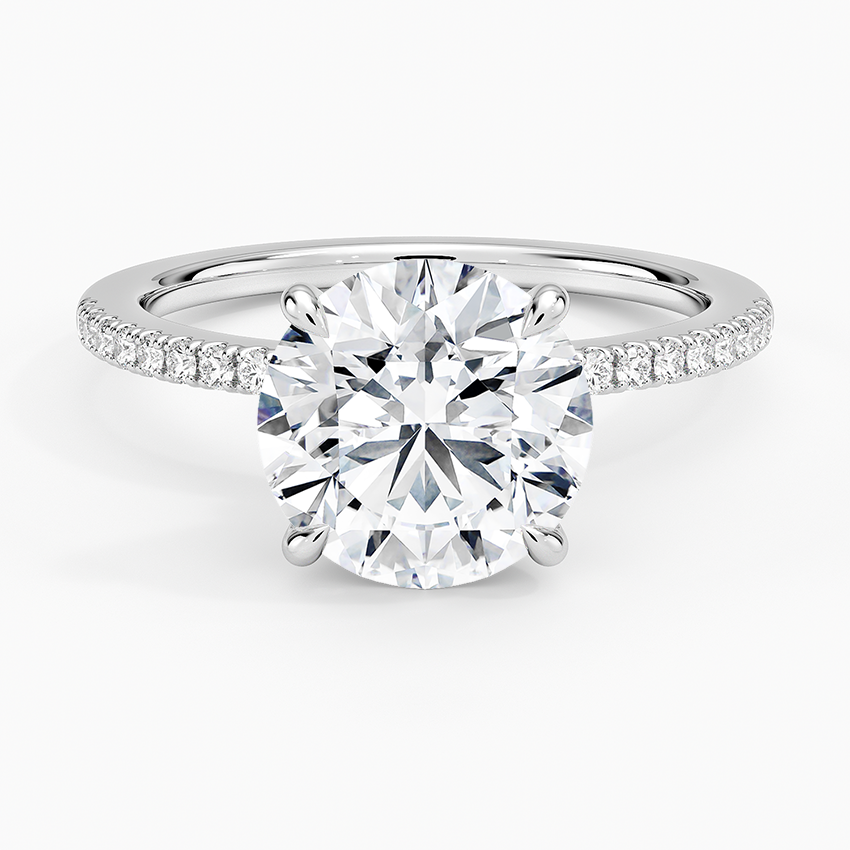 Demi Half Coverage Diamond Ring (1/5 ct. tw.) Platinum Round Engagement Ring