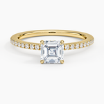 Demi Half Coverage Diamond Ring (1/5 ct. tw.) Yellow Gold 18k Asscher Engagement Ring