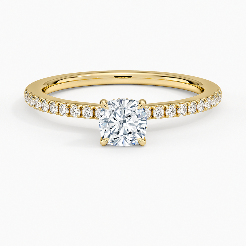 Demi Half Coverage Diamond Ring (1/5 ct. tw.) Yellow Gold 18k Cushion Engagement Ring