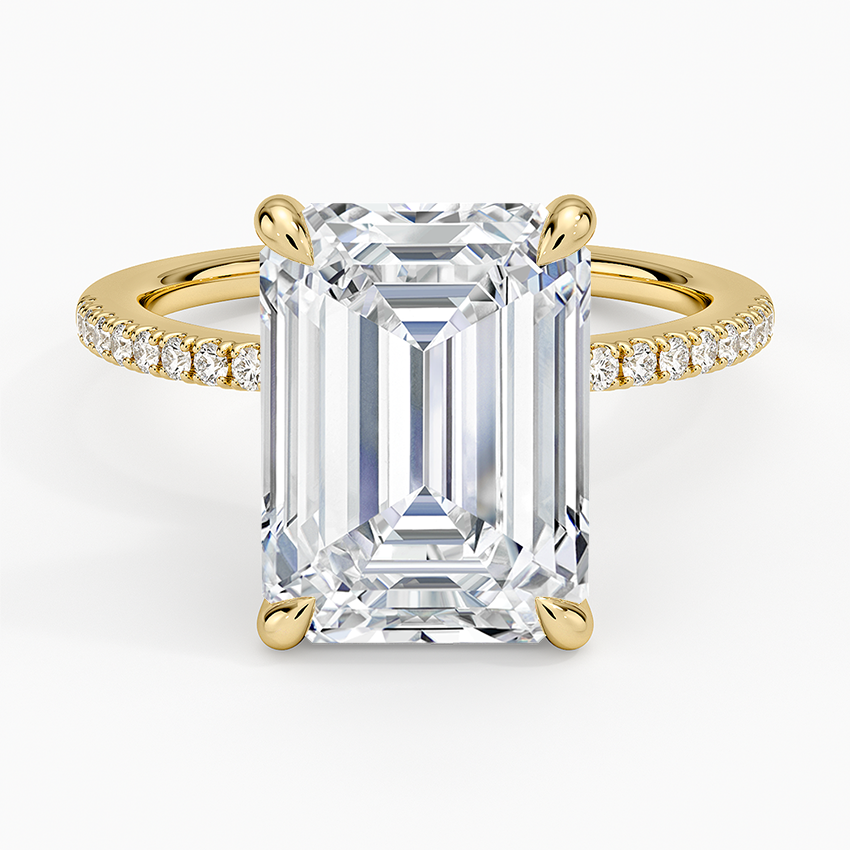 Demi Half Coverage Diamond Ring (1/5 ct. tw.) Yellow Gold 18k Emerald Engagement Ring