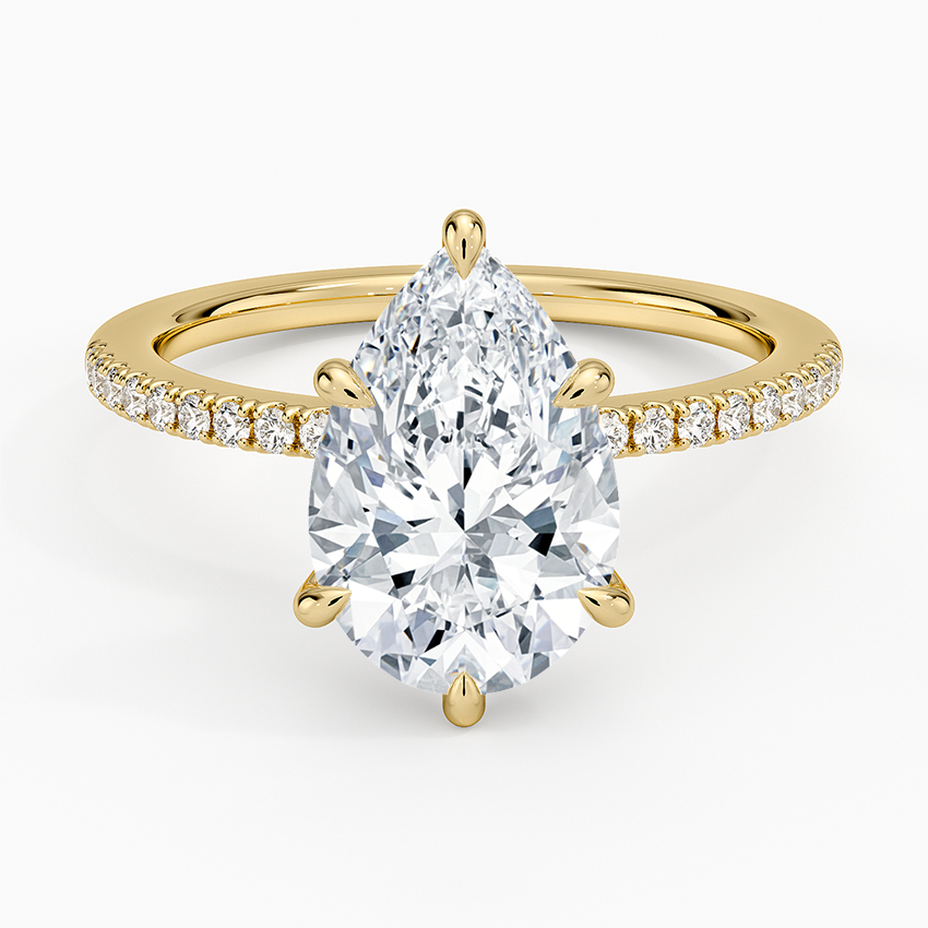 Demi Half Coverage Diamond Ring (1/5 ct. tw.) Yellow Gold 18k Pear Engagement Ring