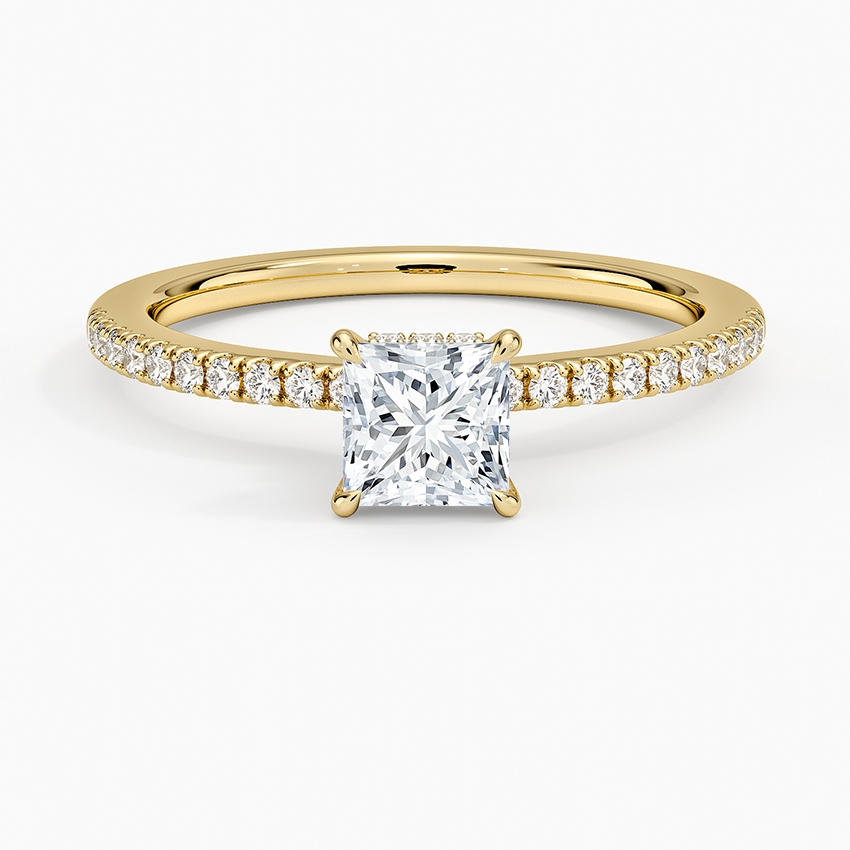 Demi Half Coverage Diamond Ring (1/5 ct. tw.) Yellow Gold 18k Princess Engagement Ring