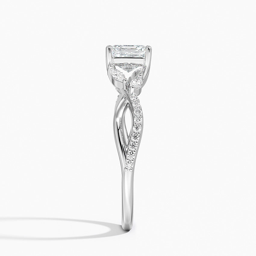 Petite Twisted Willow Diamond Ring Platinum Asscher Engagement Ring