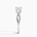 Petite Twisted Willow Diamond Ring Platinum Cushion Engagement Ring
