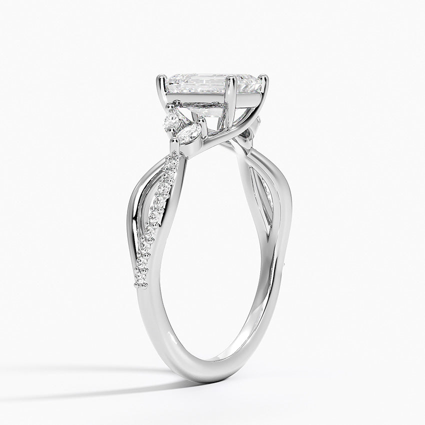 Petite Twisted Willow Diamond Ring Platinum Emerald Engagement Ring