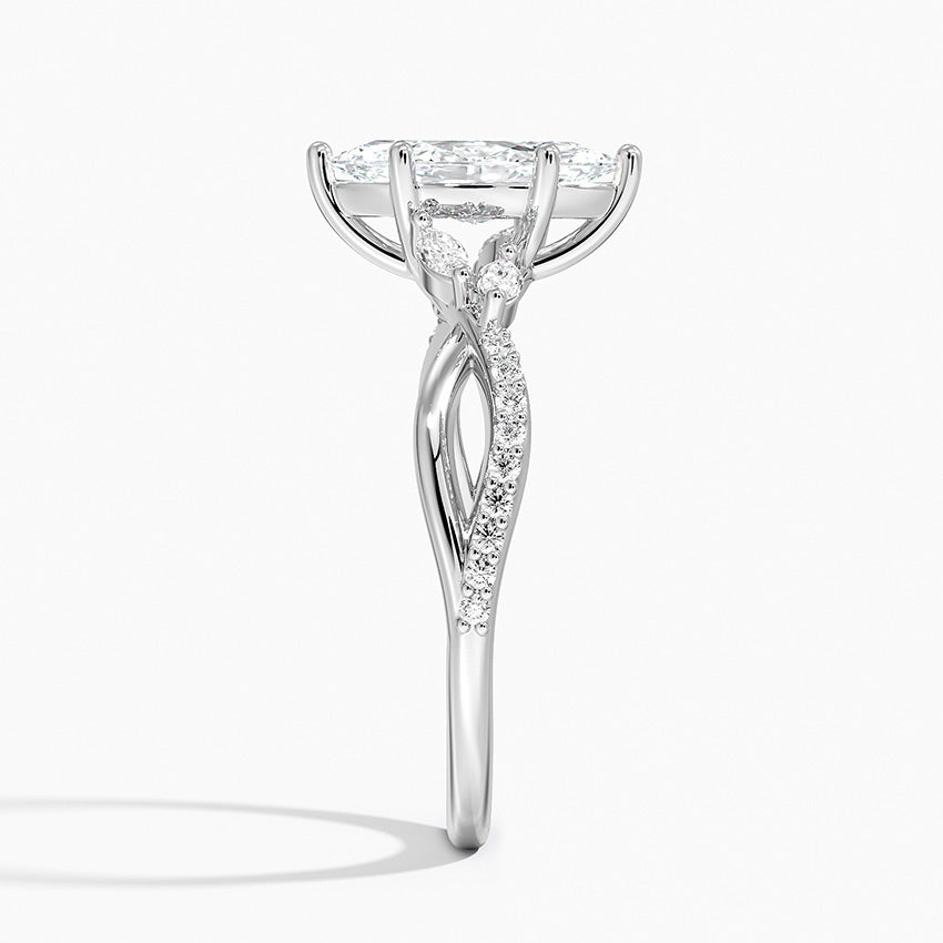 Petite Twisted Willow Diamond Ring Platinum Marquise Engagement Ring