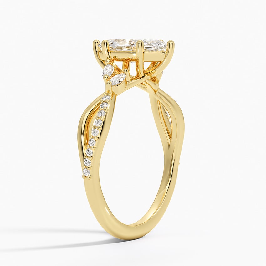 Petite Twisted Willow Diamond Ring Yellow Gold 18k Marquise Engagement Ring
