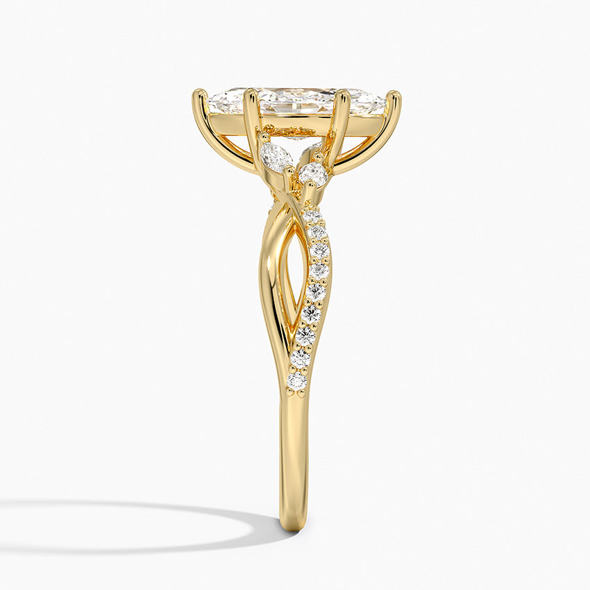 Petite Twisted Willow Diamond Ring Yellow Gold 18k Marquise Engagement Ring