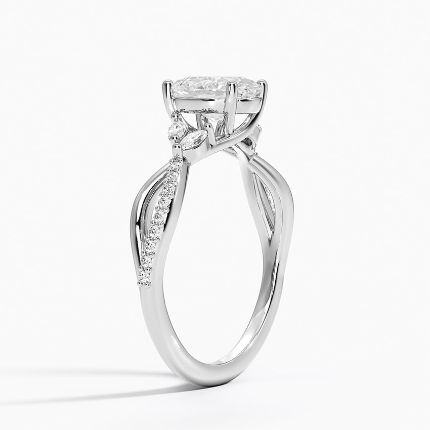 Petite Twisted Willow Diamond Ring Platinum Oval Engagement Ring