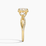 Petite Twisted Willow Diamond Ring Yellow Gold 18k Oval Engagement Ring