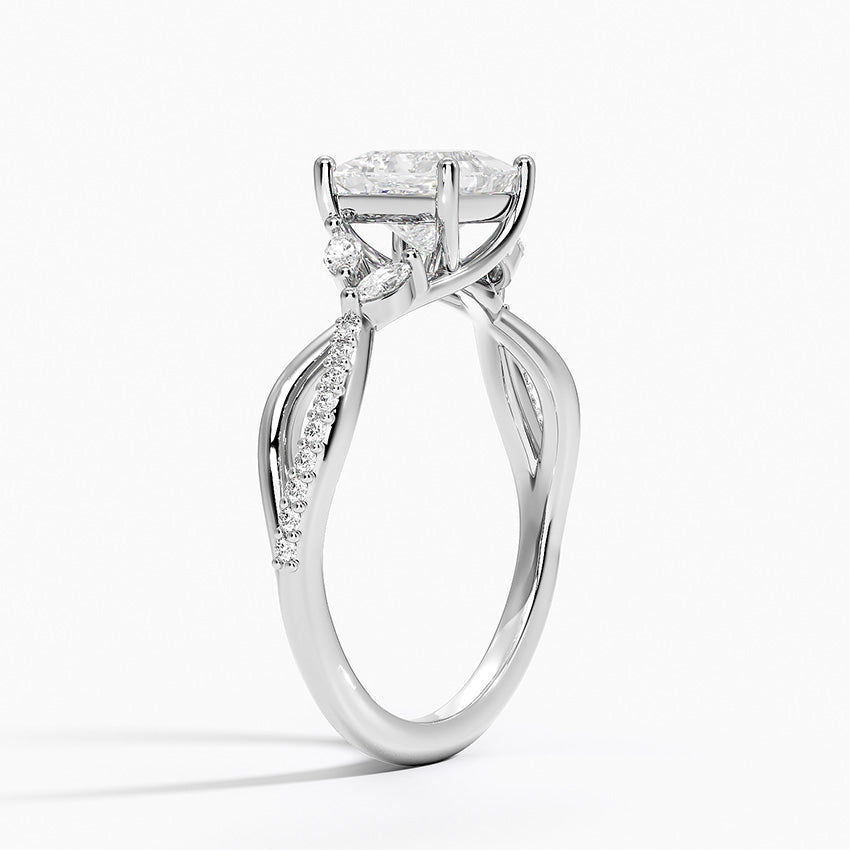 Petite Twisted Willow Diamond Ring Platinum Princess Engagement Ring