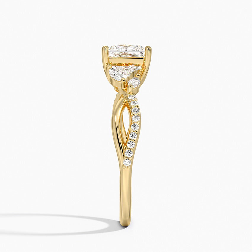 Petite Twisted Willow Diamond Ring Yellow Gold 18k Princess Engagement Ring