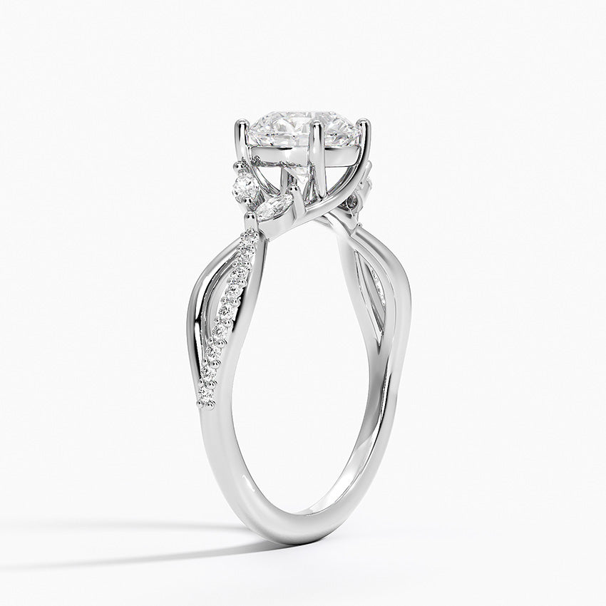 Petite Twisted Willow Diamond Ring Platinum Round Engagement Ring