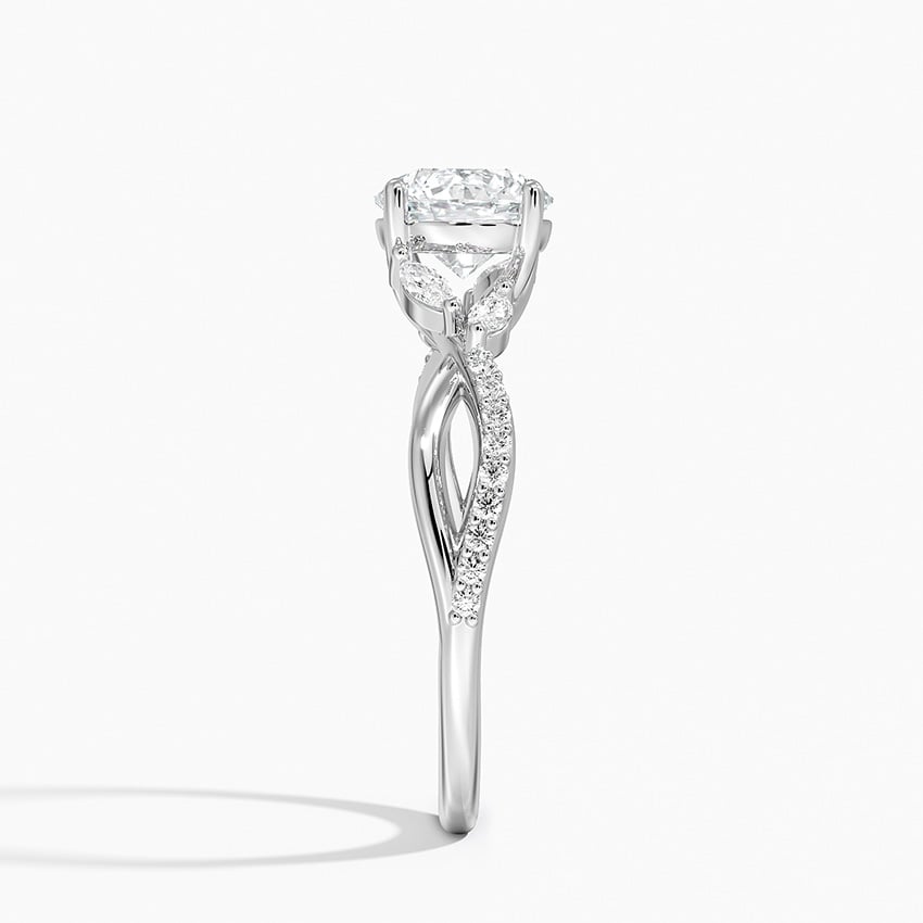 Petite Twisted Willow Diamond Ring Platinum Round Engagement Ring