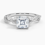 Petite Twisted Willow Diamond Ring Platinum Asscher Engagement Ring