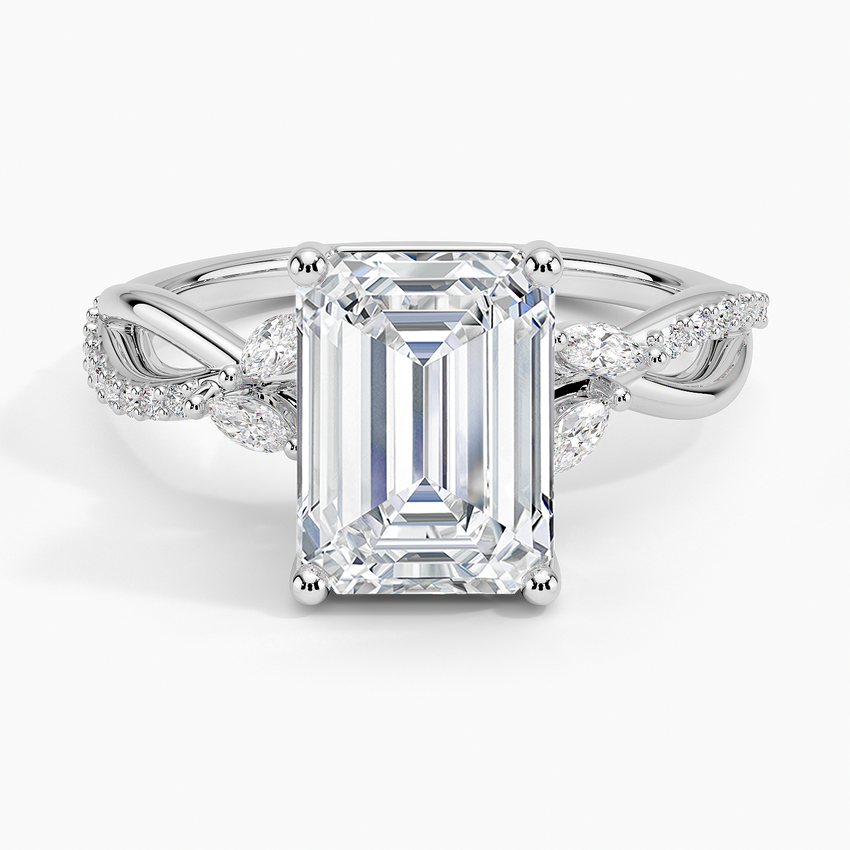 Petite Twisted Willow Diamond Ring Platinum Emerald Engagement Ring