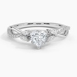Petite Twisted Willow Diamond Ring Platinum Heart Engagement Ring
