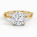 Petite Twisted Willow Diamond Ring Yellow Gold 18k Cushion Engagement Ring