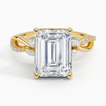 Petite Twisted Willow Diamond Ring Yellow Gold 18k Emerald Engagement Ring