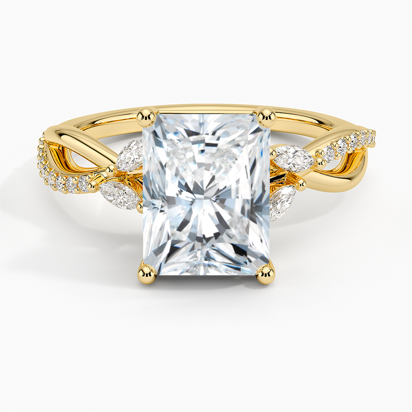 Petite Twisted Willow Diamond Ring Yellow Gold 18k Radiant Engagement Ring